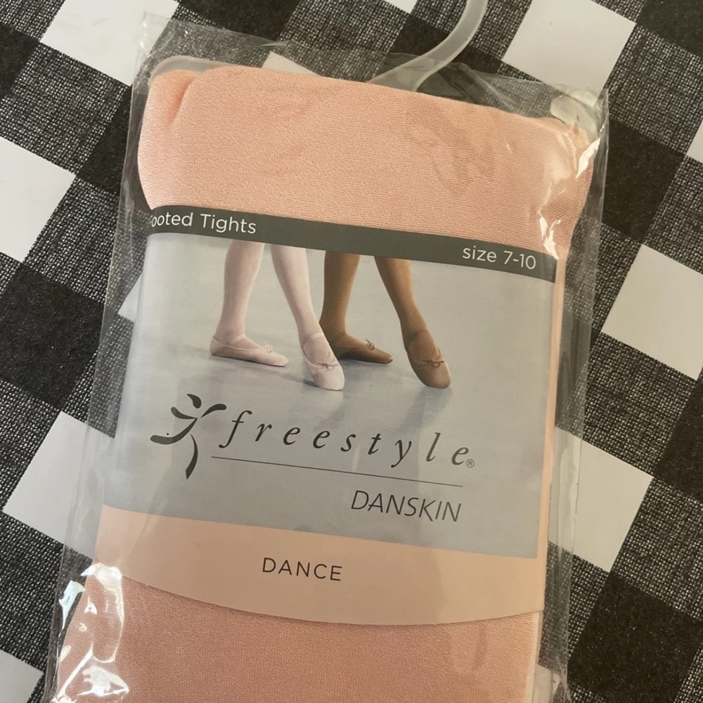 Freestyle Danskin Footed Tights Size 7-10 Girls Black Nylon Dance Ballet FK1431
